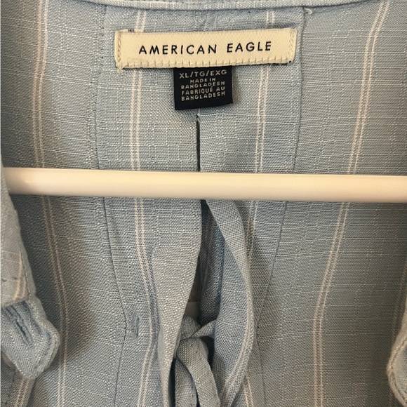 NWT Ladies XL American Eagle TIE BACK Light Blue Stripe Shirt - Picture 6 of 15